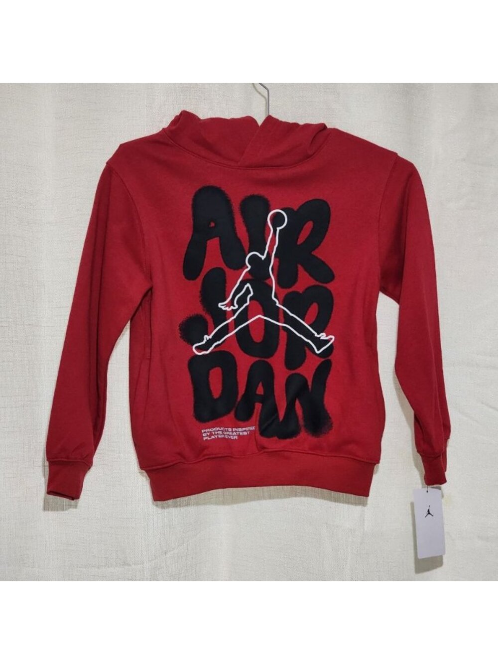 Nike Youth Boys Air Jordan Pull-On Hoodie Spray Graphic Red Small NWT